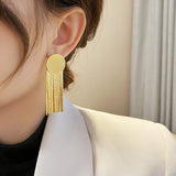 European and American popular fashion jewelry 18K gold plated round long tassel earrings luxury women's party accessories