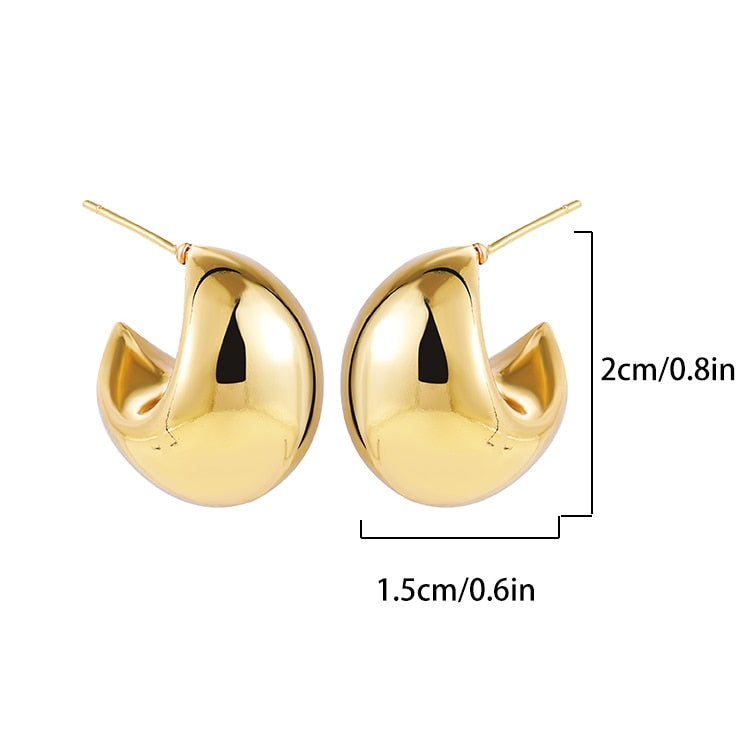 Maytrends Gold Plated Smooth Metal Chunky Hoop Earrings for Women Girls Fashion Round Circle Thick Hoops Statement Earrings Punk Jewelry
