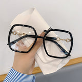 Maytrends New Oversized Square Eyeglasses Woman Men Fashion Blue Light-blocking Male Female Eyewear Trendy Glasses for Reading