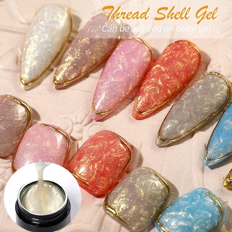 Maytrends Thread Shell Nail Gel Polish 7ML Pearl Shell Semi-Permanent UV Gel Base Top Coat Popular In Autumn And Winter