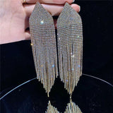 Maytrends Fashion Statement Earring Long Full Rhinestone Big Earrings For Women Euorpe Evening Party Crystal Tassel Earings Wholesale