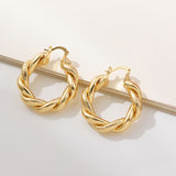 Maytrends New Minimalist Geometric Twist Hoop Earrings for Women Gold Color Chunky Circle Huggie Earring Female Creative Jewelry Gift