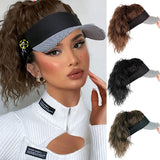 Maytrends Hat Wig with Ponytail for Women Girl Baseball Cap with Hair Extensions Synthetic Curly Wigs Hat Adjustable Black Sun Hats