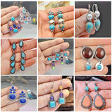 Boho Dangle Earrings for Women Vintage Selenite Turquoise Drop Earrings Ethnic Retro Pendant Ear Hook Beach Party Jewelry Gift