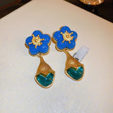 Maytrends Blue Series Earrings Vintage Fashion Luxury Earrings Women Statement Jewelry Wholesale Girl Drop Earrings Brincos