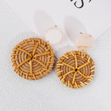 Maytrends Multiple 27 Style Korea Handmade Wooden Straw Weave Rattan Vine Braid Drop Earrings New Fashion Geometric Long Earrings