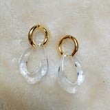 New Gold Silver Color Earring For Women Mixed Solid Heart Pendant Hoop Earrings Street Style Korean Fashion Jewelry