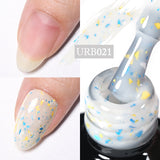 Maytrends Aurora Rubber Gel Nail Iridescent Pearl Effect Metallic Mirror Nails Manicure Soak Off UV LED No Wipe Top Coat Base Gel