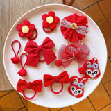 Kawaii Flower Bow Scrunchies Set Children Gift Girls Elastic Hair Rubber Bands Accessories Tie Hair Ring Rope Headdress Headwear