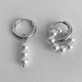 Trendy Asymmetric Natural Freshwater Pearl Earrings New Trend Double Circle Dangle Earrings French Unusual Drop Earrings