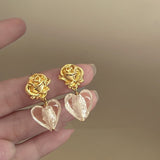 Korean French Love Rose Earrings Romantic Style Earrings Birthday Party Anniversary Party Gift Accessories