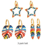 Maytrends 3pair/set Colorful Hoop Earrings for Women Cute Heart Star Rainbow Geometric Circle Huggie Earring Creative Jewelry Party Gift