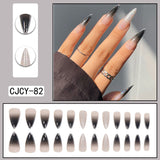 Maytrends Long Pointed False Nail Gradient Pink Pattern Nude Color Press on Nail Wearable Full Cover Stiletto Artificial Nail Tips 24pcs