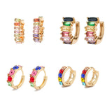 Maytrends Fashion Colorful Crystal Small Hoop Earrings Clear CZ Geometric Circle Huggie Earrings For Women Wedding Jewelry Gifts