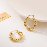 Maytrends new Trend gold color Distortion Interweave  Hoop Earrings for Women Punk Twist stainless steel Circle Statement Ear buckle