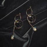Maytrends Original White And Black Glaze Time Clock Dangle Earrings For Women Fashion INS Hot Long Korean Drop Earrings Jewelry