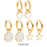 Maytrends 3pair/set Colorful Hoop Earrings for Women Cute Heart Star Rainbow Geometric Circle Huggie Earring Creative Jewelry Party Gift