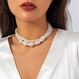 Maytrends Elegant Multilayer Irregular Baroque Pearl Clavicle Choker Necklace for Women Handmade Beads Bride Wedding Jewelry Accessories