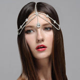 Maytrends Vintage Trend Rhinestone Head Chain Forehead Headband Indian African Bohemian Hair Accesories Crystal Fringe Tiara Headdress