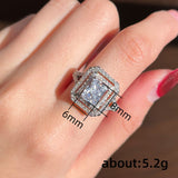 Simple Fashion Square Shaped Women's Rings Brilliant Cubic Zirconia Wedding Party Rings Good Quality Jewelry