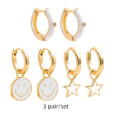 Maytrends 3pair/set Colorful Hoop Earrings for Women Cute Heart Star Rainbow Geometric Circle Huggie Earring Creative Jewelry Party Gift