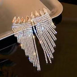 Maytrends Europe And America New Exaggerated Full Rhinestone Tassel Earrings For Women Party Wedding Statement Jewelry Long Earings Gifts