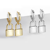 Maytrends Huggie Padlock Earrings Gold Color Female Key Lock Drop Earrings for Women Men Ear Piercing Jewelry