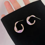 Maytrends New Fashion Lavender Purple Earrings for Woman Metal Golden Twisted Art Line Purple Stud Earrings Gift Jewelry Wholesale