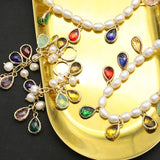 Shining Colorful Crystals Natural Freshwater Pearls Bracelet Pendant Earring Necklace Set For Woman Luxury Fine Jewelry