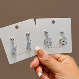 Korean Zircon Moon Astronaut Earrings Cute Moonlight Stone Earrings Birthday Party Anniversary Jewelry Accessories