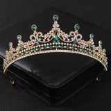 Maytrends Baroque Green Crystal Tiaras And Crowns Rhinestone Prom Bridal Wedding Hair Accessories Jewelry Crown Tiara For Women Bride Gift