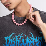 Maytrends Punk Simple Acrylic Pink Bead Beading Necklace Fashion For Men Casual CCB Bead Short Necklace Trend Jewelry
