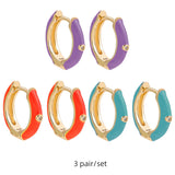 Maytrends 3pair/set Colorful Hoop Earrings for Women Cute Heart Star Rainbow Geometric Circle Huggie Earring Creative Jewelry Party Gift