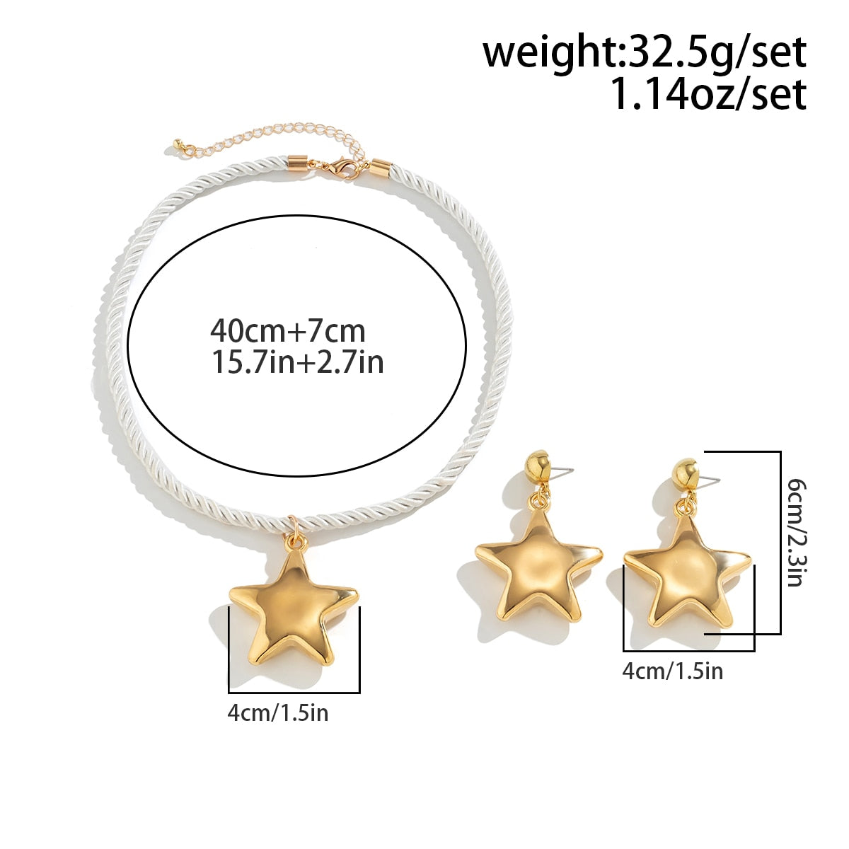 Maytrends Punk Metal Star Pendant Collar Necklace Set Women Simple Thick Wax Rope Chain Necklace Hip Hop Party Aesthetic Jewelry
