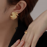 Maytrends Punk Irregular Metal Twist Big Geometric Earrings Unique Gold Color Drop Earrings Women New Fashion Jewelry brincos