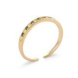 Fashion Emerald Zircon Womens Round Ornament Gold Plated Rings For Fine Small Female Copper Opening Ring Party Jewelry