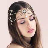 Maytrends Vintage Trend Rhinestone Head Chain Forehead Headband Indian African Bohemian Hair Accesories Crystal Fringe Tiara Headdress