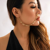 Maytrends Fashion Bohemia Punk Sexy Alloy Women Earrings Crystal Glass Pendant Tassel Chain Earrings Fake Nose Piercing Nose Clip