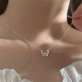 Maytrends New Shiny Butterfly Necklace Ladies Exquisite Double Layer Clavicle Chain Necklace Jewelry for Ladies Gift