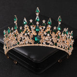 Maytrends Baroque Green Crystal Tiaras And Crowns Rhinestone Prom Bridal Wedding Hair Accessories Jewelry Crown Tiara For Women Bride Gift