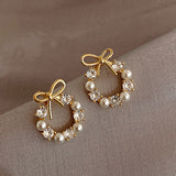 New Pearl Zircon Butterfly Stud Earrings for Woman Fashion Korean Jewelry Temperament Girl's Daily Wear Earrings