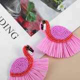 Maytrends Bohemia Colorful Seed Beads evil eye Flower Drop Earrings For Women Handmade Tassel swan Statement Dangle Earrings Jewelry