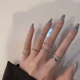 Maytrends 7 Pcs/Set Fashion Design Round Silver Color Rings Set For Women Handmade Geometry Finger Ring Set Female Jewelry Gifts