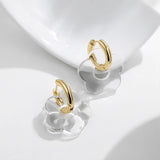 Maytrends New Trendy Transparent Resin Hoop Earrings for Women Girls Geometric Flower Acrylic Thick Ear Hoops Statement Party Jewelry