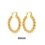 Maytrends Vintage 18K Gold Plated PVD Thick Hammered Hoop Earrings for Women Waterproof Twist Circle Round Huggie Ear Ring Femal Jewelry