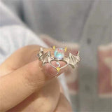 Maytrends Opal Irregular Natural Stone Ring With White Opal Aesthetic girl Hollow Rings for Women Trendy Ring Creative Finger Jewelry