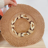 Maytrends New Crochet Daisy Flowers Bucket Hat Women Summer Hollow Beach Hat Woman Travel Fisherman Hats Ventilation Foldable Sun Hat