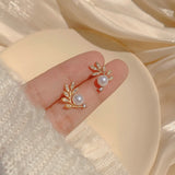 Korean Fashion Elegant Tulip Zircon Stud Earring Mermaid Tail Shape Ear Studs For Women Party Sweet Temperament Jewelry Gifts