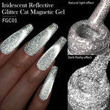 Reflective Glitter Cat Magnetic Gel Nail Polish  Gel Silver Purple Soak Off UV Gel Varnish Rainbow Gel