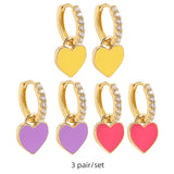 Maytrends 3pair/set Colorful Hoop Earrings for Women Cute Heart Star Rainbow Geometric Circle Huggie Earring Creative Jewelry Party Gift